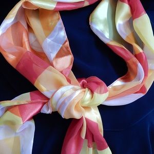 New Never Worn 13x63 Orange, Red, Yellow Scarf
